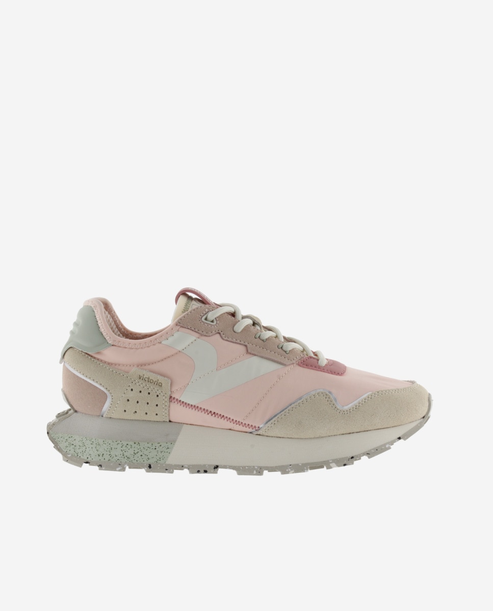 Victoria - Zapatillas deportivas de mujer de nylon con piezas de serraje y suela dentada.
