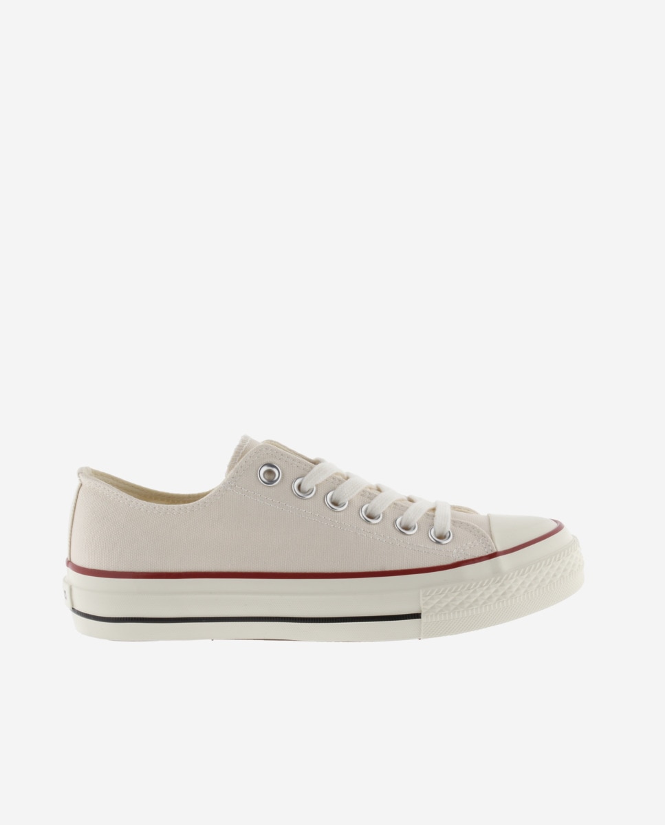 Zapatillas de lona de mujer con sello retro y suela acabado brillo