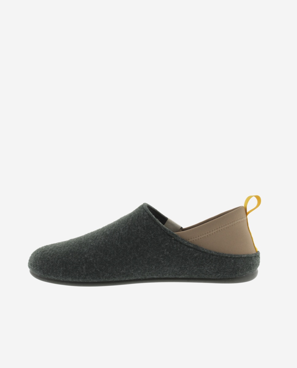 Zapatillas de casa cerradas unisex de fieltro reciclado con pieza trasera de neopreno - Victoria - Kaki Kaki-2