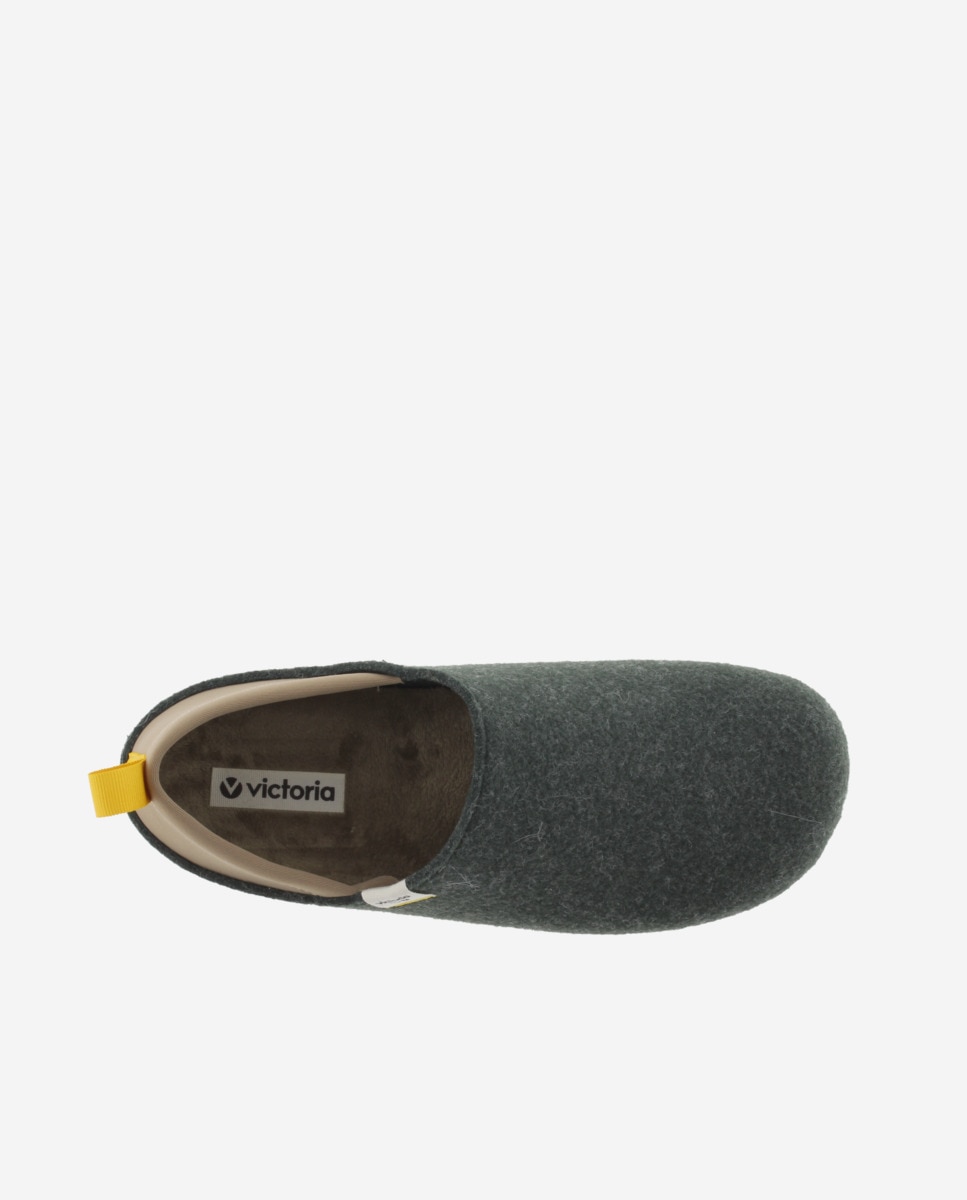 Zapatillas de casa cerradas unisex de fieltro reciclado con pieza trasera de neopreno - Victoria - Kaki Kaki-4