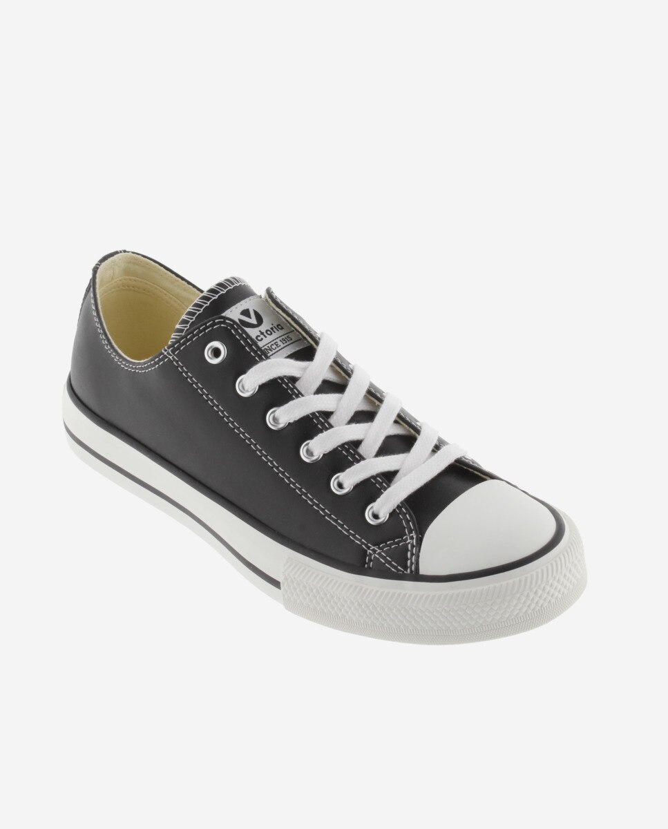 Zapatillas básicas de mujer con cordones blancos - Victoria - Negro Negro-3