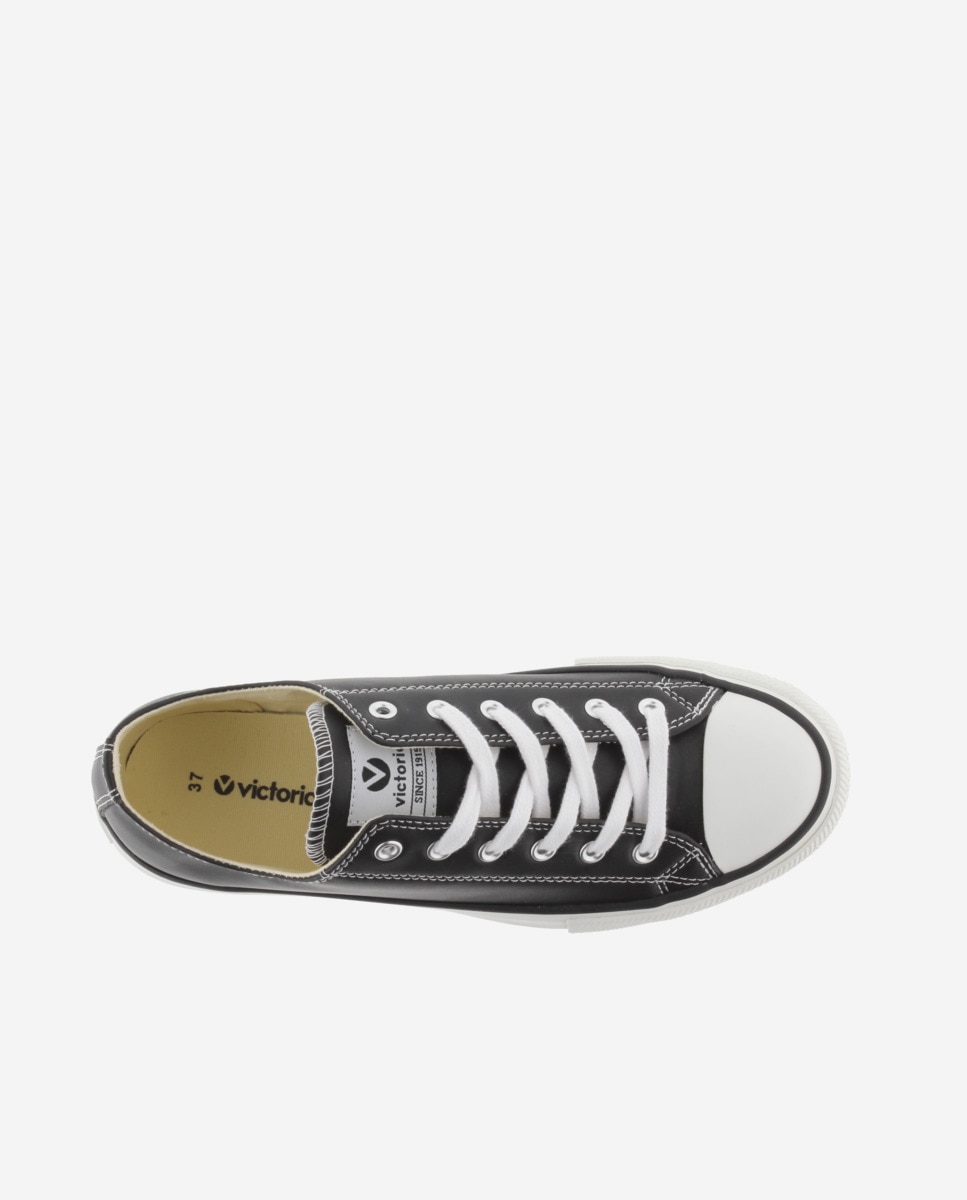 Zapatillas básicas de mujer con cordones blancos - Victoria - Negro Negro-4