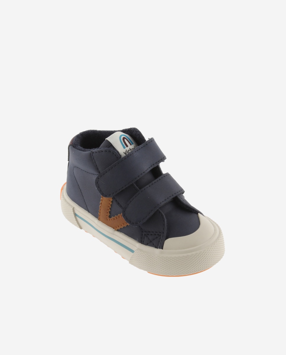 Imagen 2 de Zapatillas altas de niño con tiras adherentes - Azul marino Azul marino