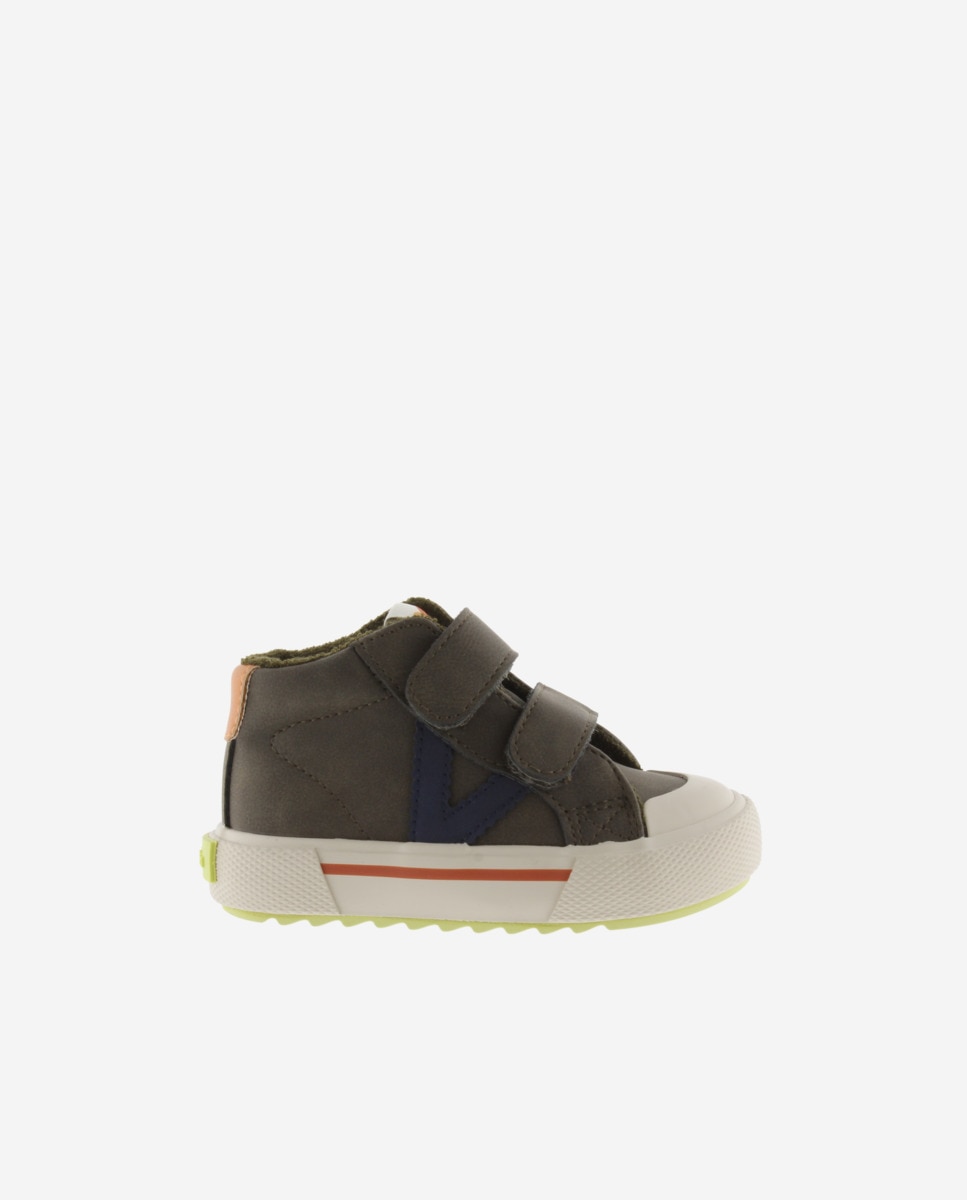 Imagen 1 de Zapatillas altas de niño con tiras adherentes Kaki