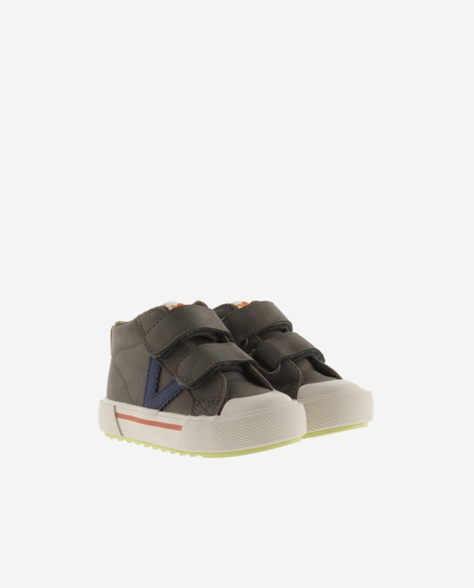 Imagen 5 de Zapatillas altas de niño con tiras adherentes - Kaki Kaki