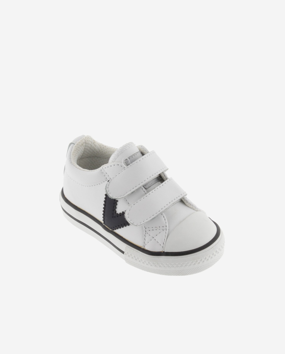 Imagen 2 de Zapatillas bajas de niño con logotipo en contraste y tiras adherentes - Blanco Blanco