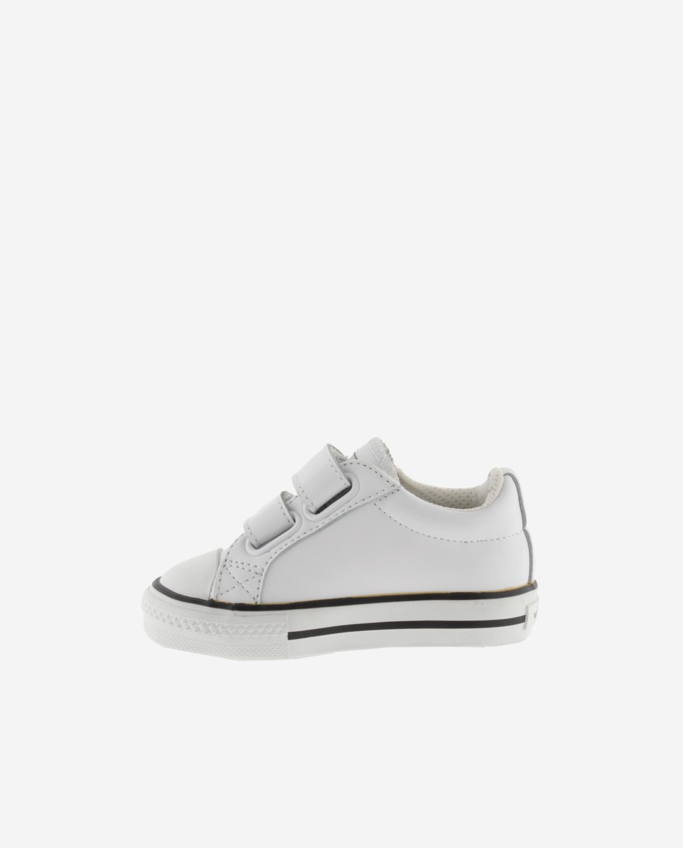 Imagen 3 de Zapatillas bajas de niño con logotipo en contraste y tiras adherentes - Blanco Blanco