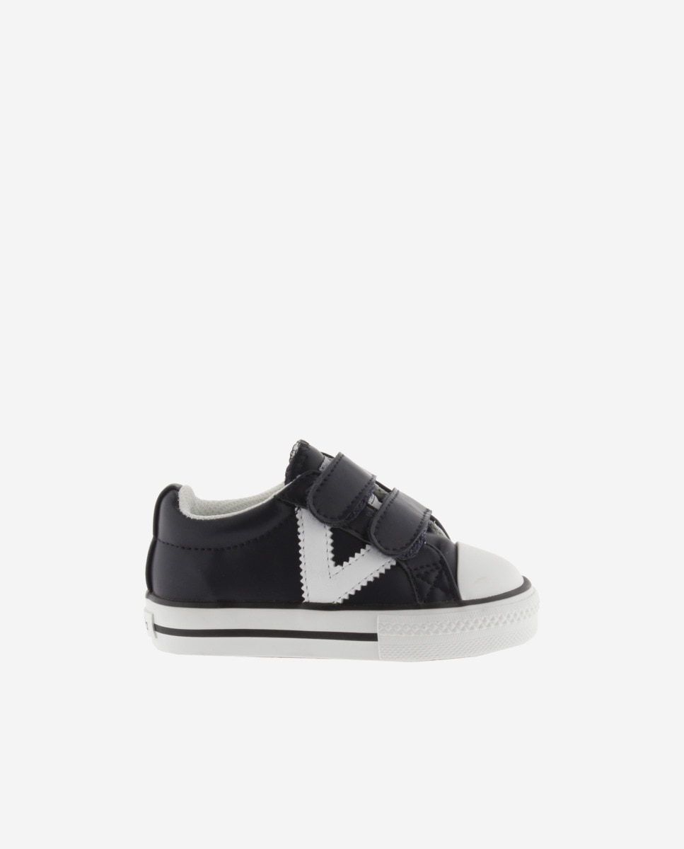 Victoria - Zapatillas bajas de niño con logotipo en contraste y tiras adherentes.