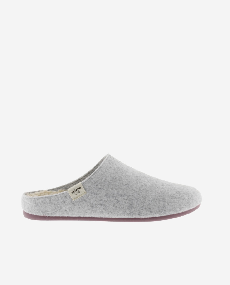 Zapatillas de casa abiertas unisex de fieltro reciclado con plantilla tipo borreguito