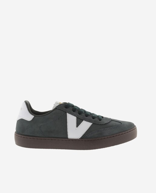Imagen 0 de Zapatillas de serraje unisex con piezas en contraste y cordones al tono