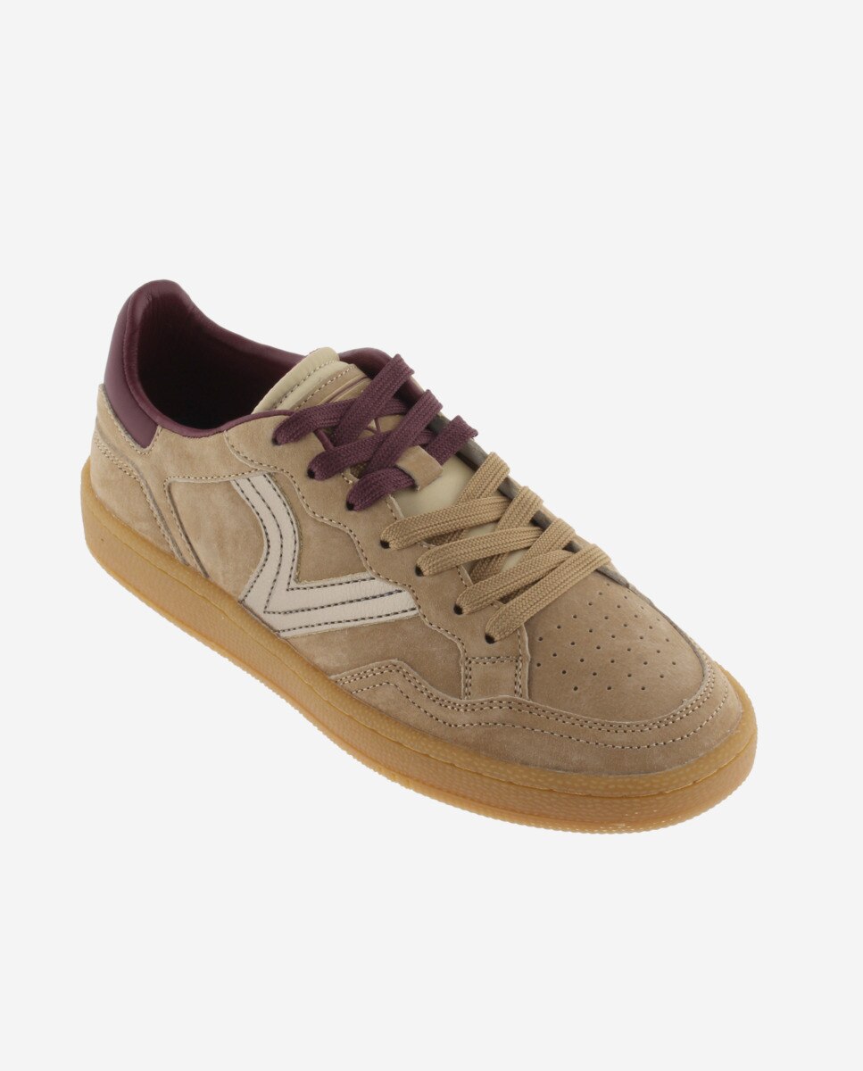 Zapatillas deportivas unisex de serraje con piezas de color - Victoria - Cuero Cuero-3