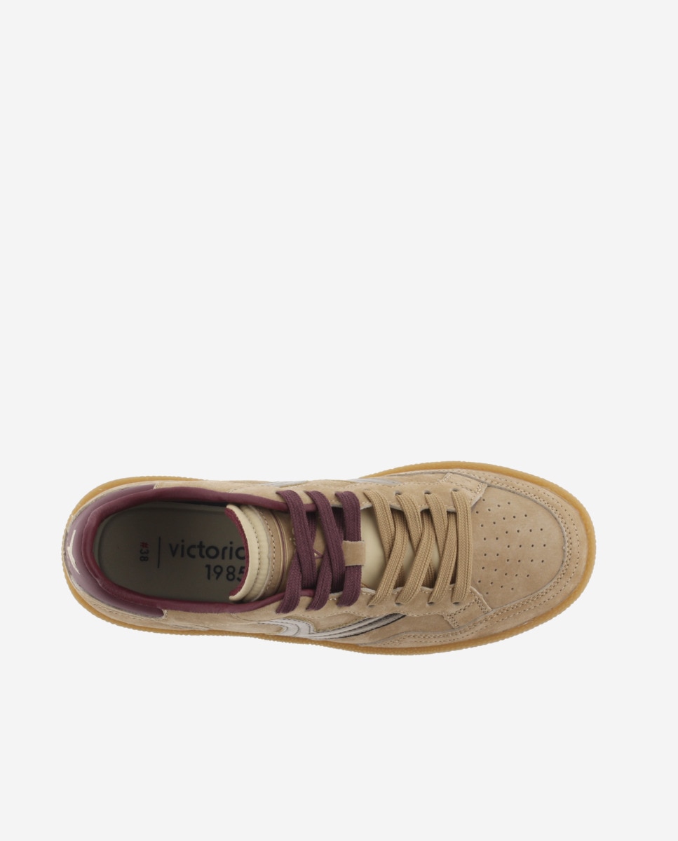 Zapatillas deportivas unisex de serraje con piezas de color - Victoria - Cuero Cuero-4