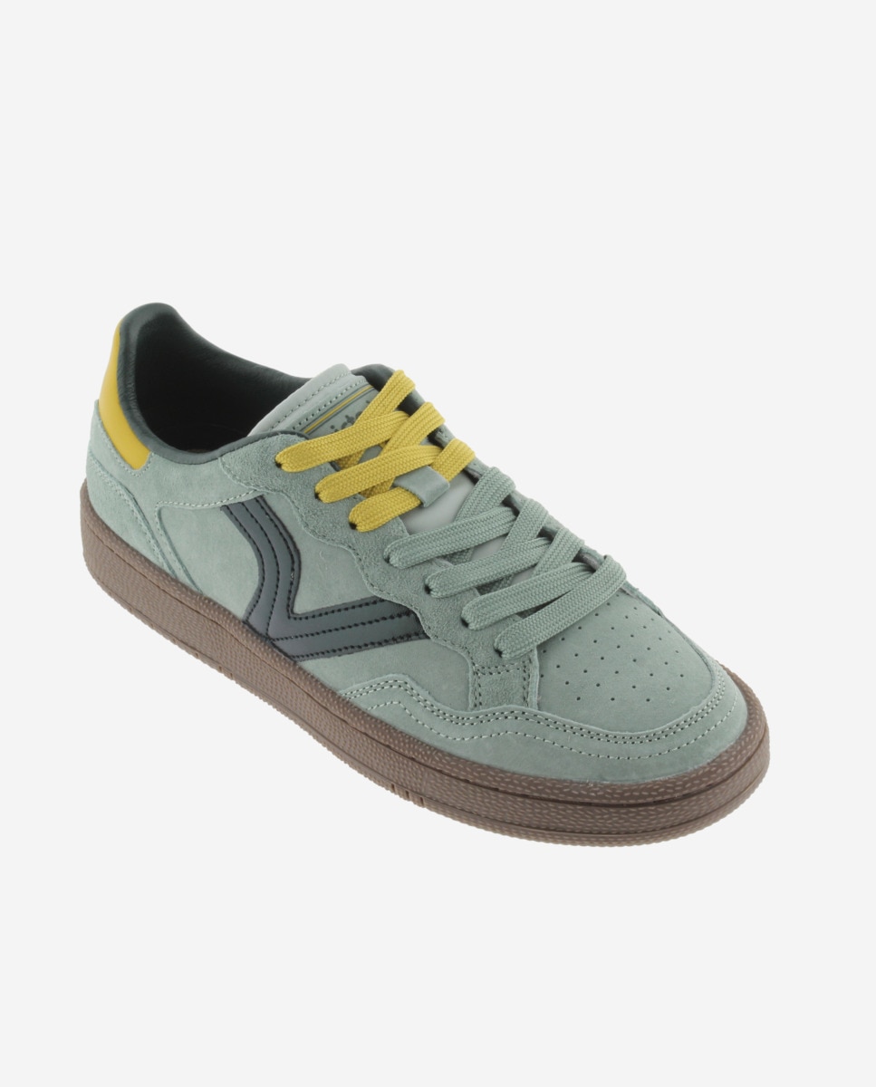Zapatillas deportivas unisex de serraje con piezas de color - Victoria - Verde grisáceo Verde grisáceo-3