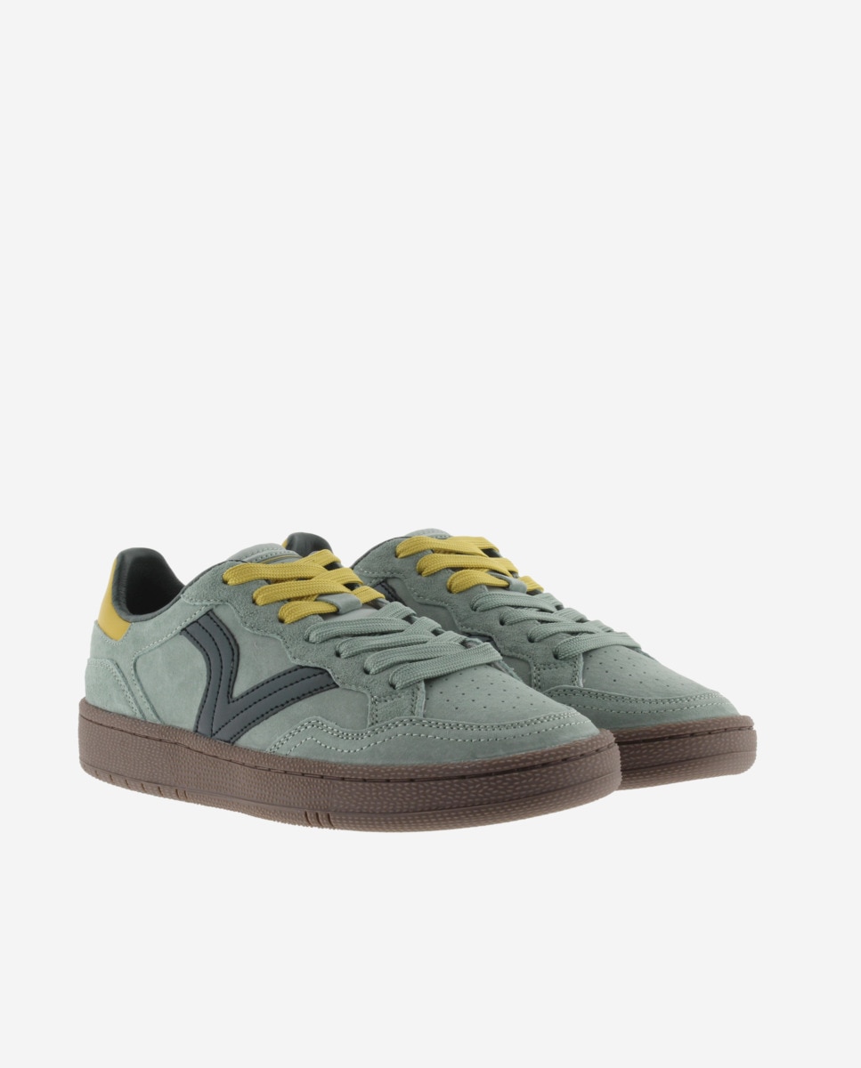 Zapatillas deportivas unisex de serraje con piezas de color - Victoria - Verde grisáceo Verde grisáceo-5