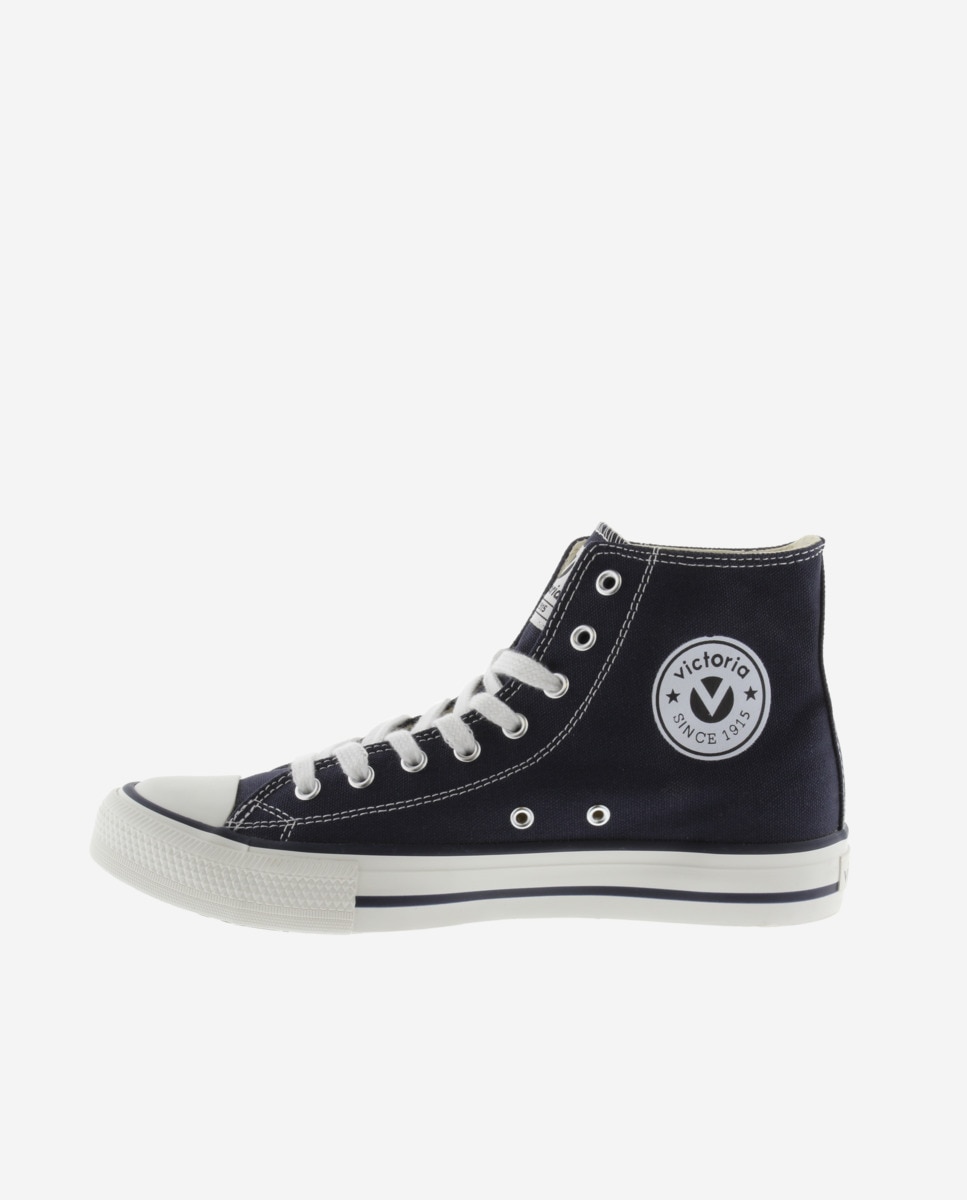 Victoria - Zapatillas básicas unisex altas de lona con puntera de goma.