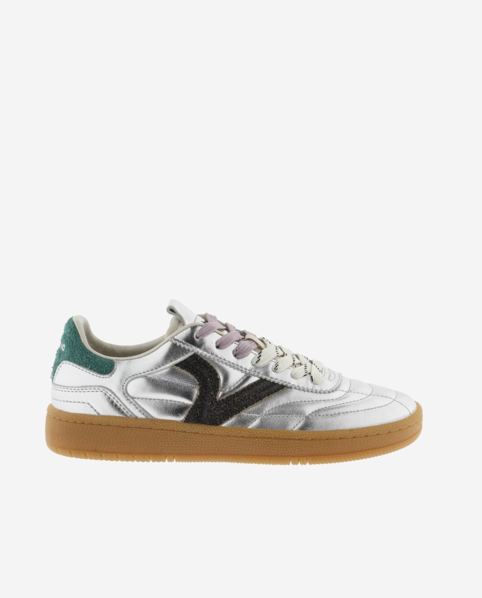 Zapatillas deportivas de mujer de piel metalizada - Victoria - Plata Plata-1