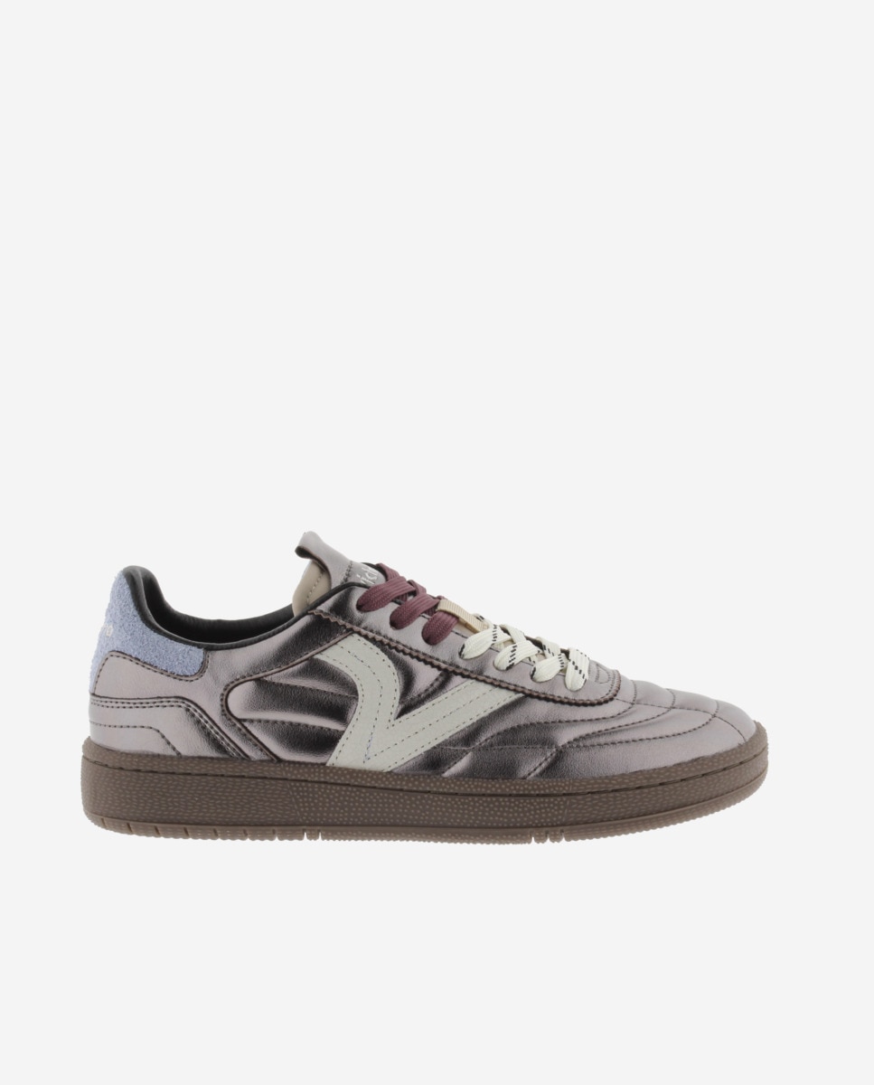 Zapatillas deportivas de mujer de piel metalizada - Victoria - Antracita Antracita-1