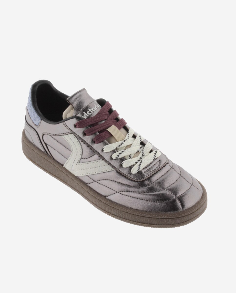 Zapatillas deportivas de mujer de piel metalizada - Victoria - Antracita Antracita-3