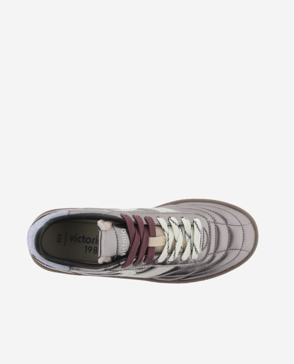 Zapatillas deportivas de mujer de piel metalizada - Victoria - Antracita Antracita-4