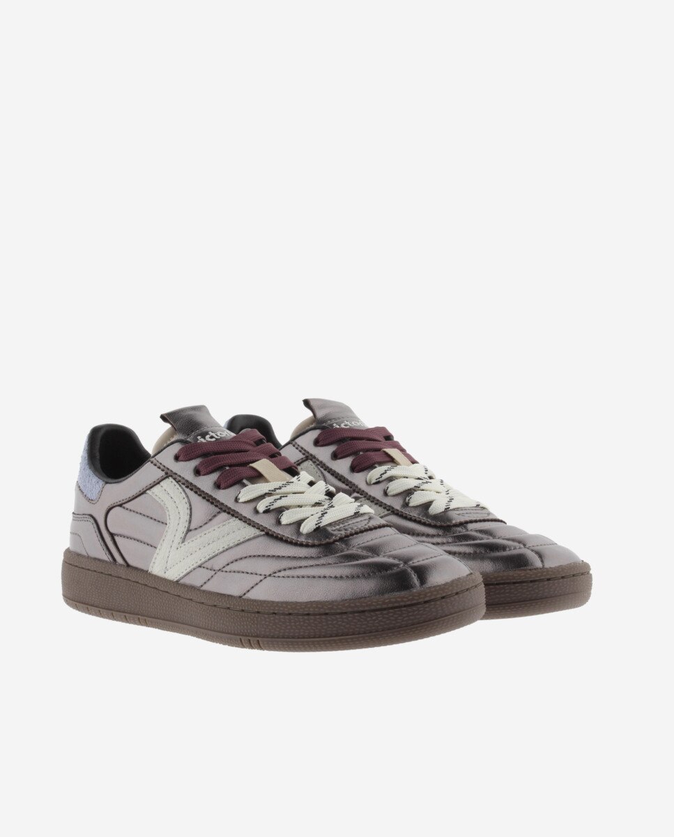 Zapatillas deportivas de mujer de piel metalizada - Victoria - Antracita Antracita-5