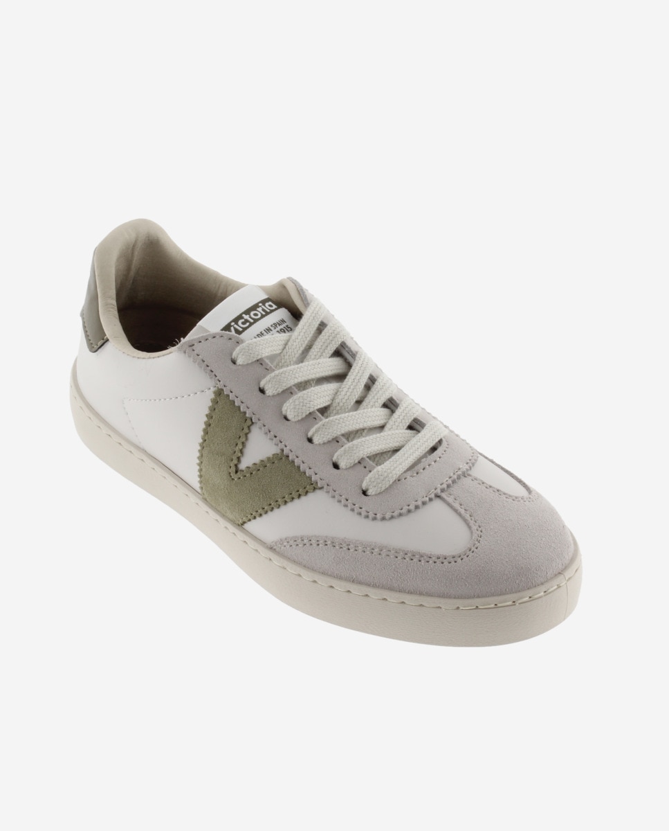 Zapatillas deportivas unisex con piezas de color y serraje - Victoria - Verde militar Verde militar-3