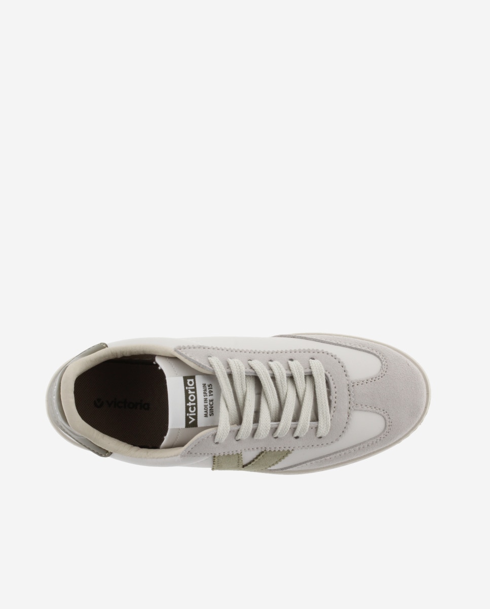 Zapatillas deportivas unisex con piezas de color y serraje - Victoria - Verde militar Verde militar-4