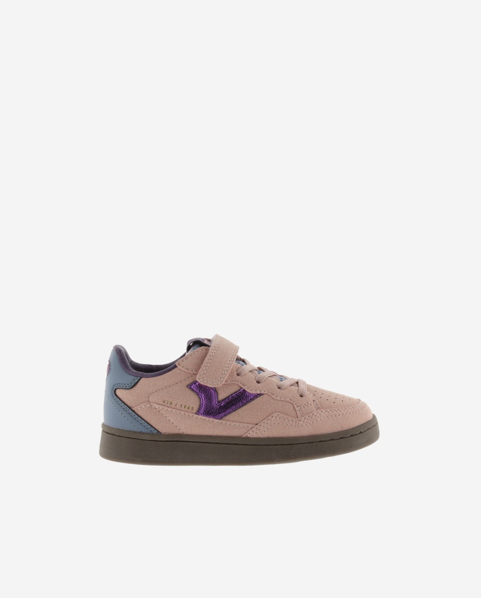 Zapatillas deportivas de niños con piezas en contraste y tira adherente - Victoria - Rosa Rosa-1