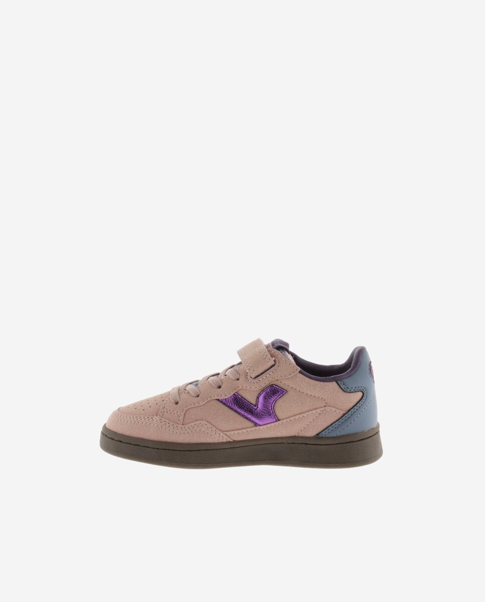 Zapatillas deportivas de niños con piezas en contraste y tira adherente - Victoria - Rosa Rosa-3