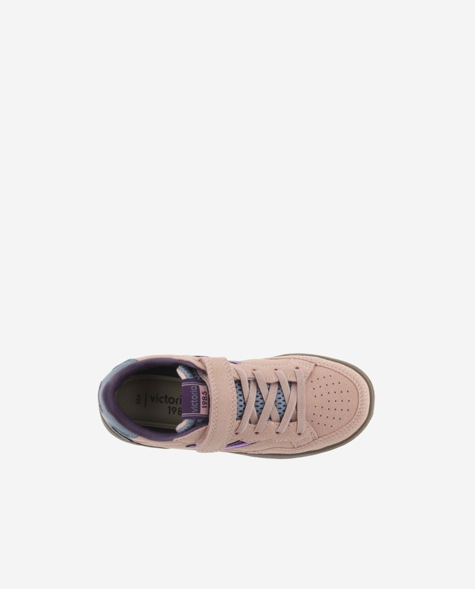 Zapatillas deportivas de niños con piezas en contraste y tira adherente - Victoria - Rosa Rosa-4
