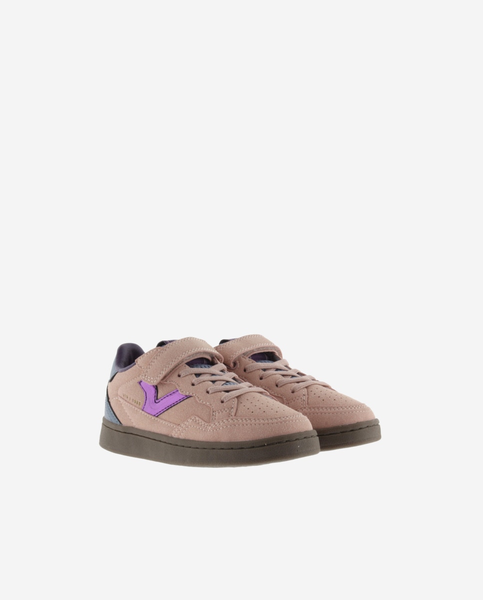 Zapatillas deportivas de niños con piezas en contraste y tira adherente - Victoria - Rosa Rosa-5