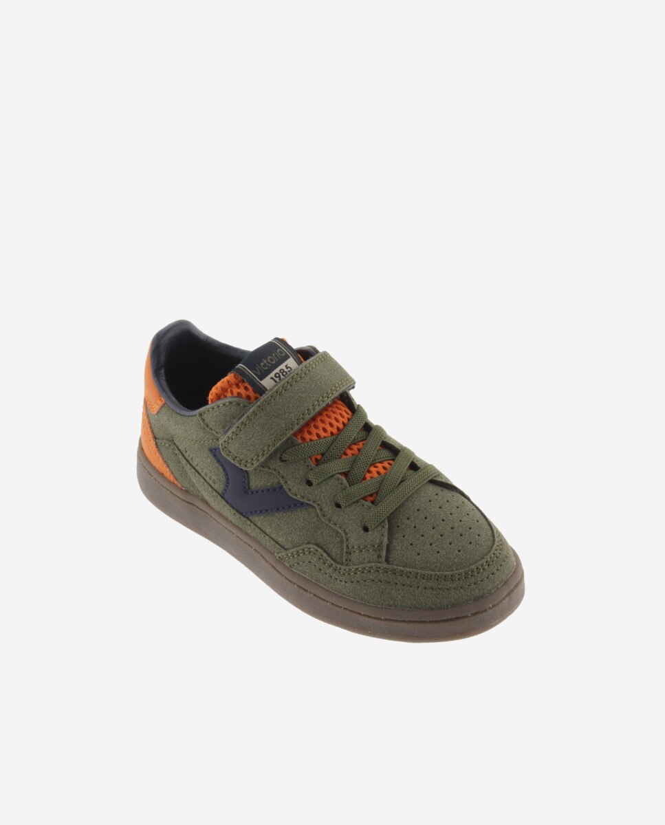 Zapatillas deportivas de niños con piezas en contraste y tira adherente - Victoria - Kaki Kaki-2