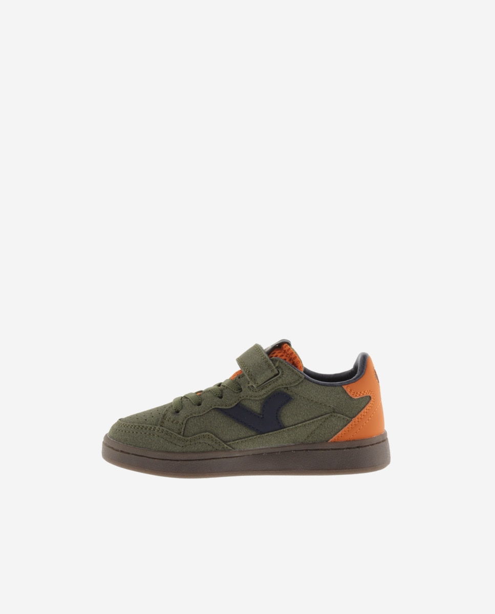 Zapatillas deportivas de niños con piezas en contraste y tira adherente - Victoria - Kaki Kaki-3