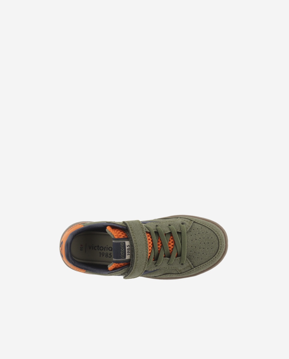 Zapatillas deportivas de niños con piezas en contraste y tira adherente - Victoria - Kaki Kaki-4