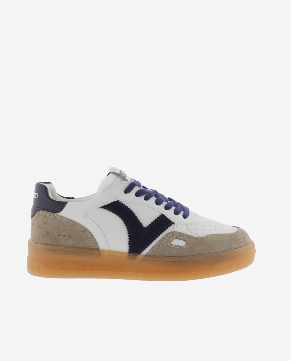 Victoria - Zapatillas deportivas unisex con piezas de color y serraje y suela caramelo.