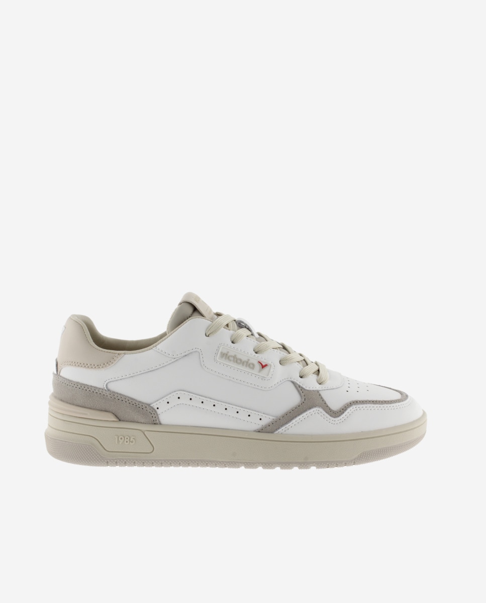 Zapatillas deportivas unisex de piel con piezas de color y serraje - Victoria - Gris Gris-1