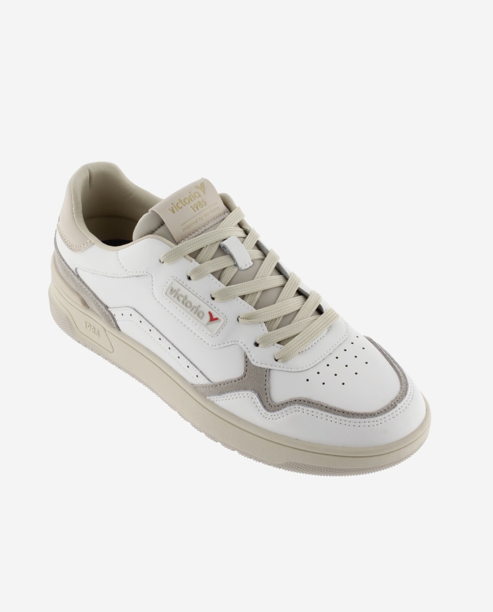 Zapatillas deportivas unisex de piel con piezas de color y serraje - Victoria - Gris Gris-3