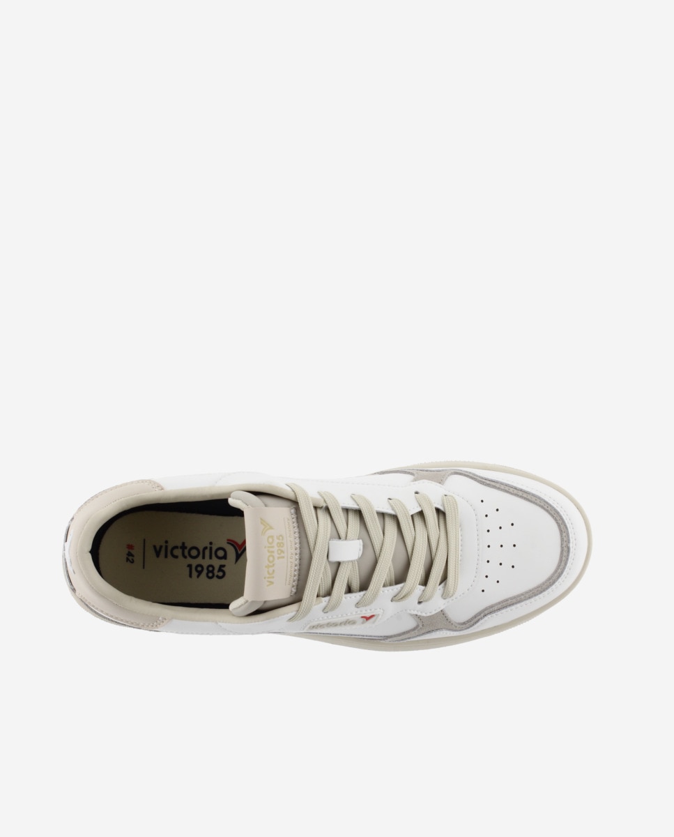 Zapatillas deportivas unisex de piel con piezas de color y serraje - Victoria - Gris Gris-4