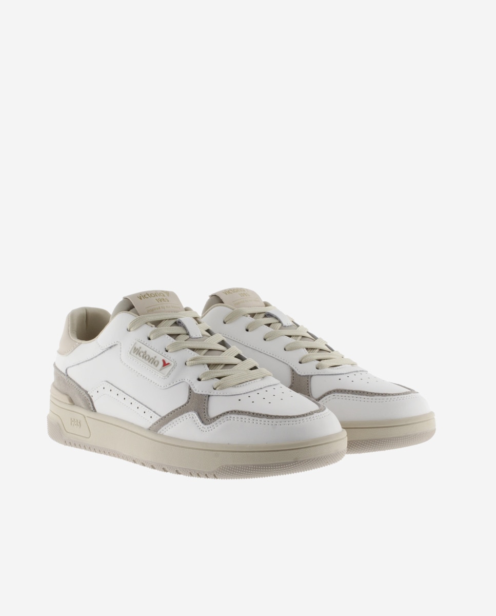 Zapatillas deportivas unisex de piel con piezas de color y serraje - Victoria - Gris Gris-5