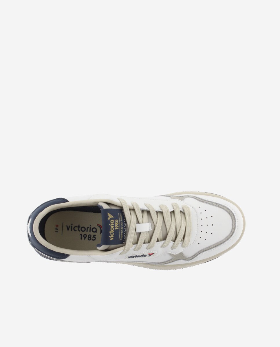 Zapatillas deportivas unisex de piel con piezas de color y serraje - Victoria - Azul marino Azul marino-4