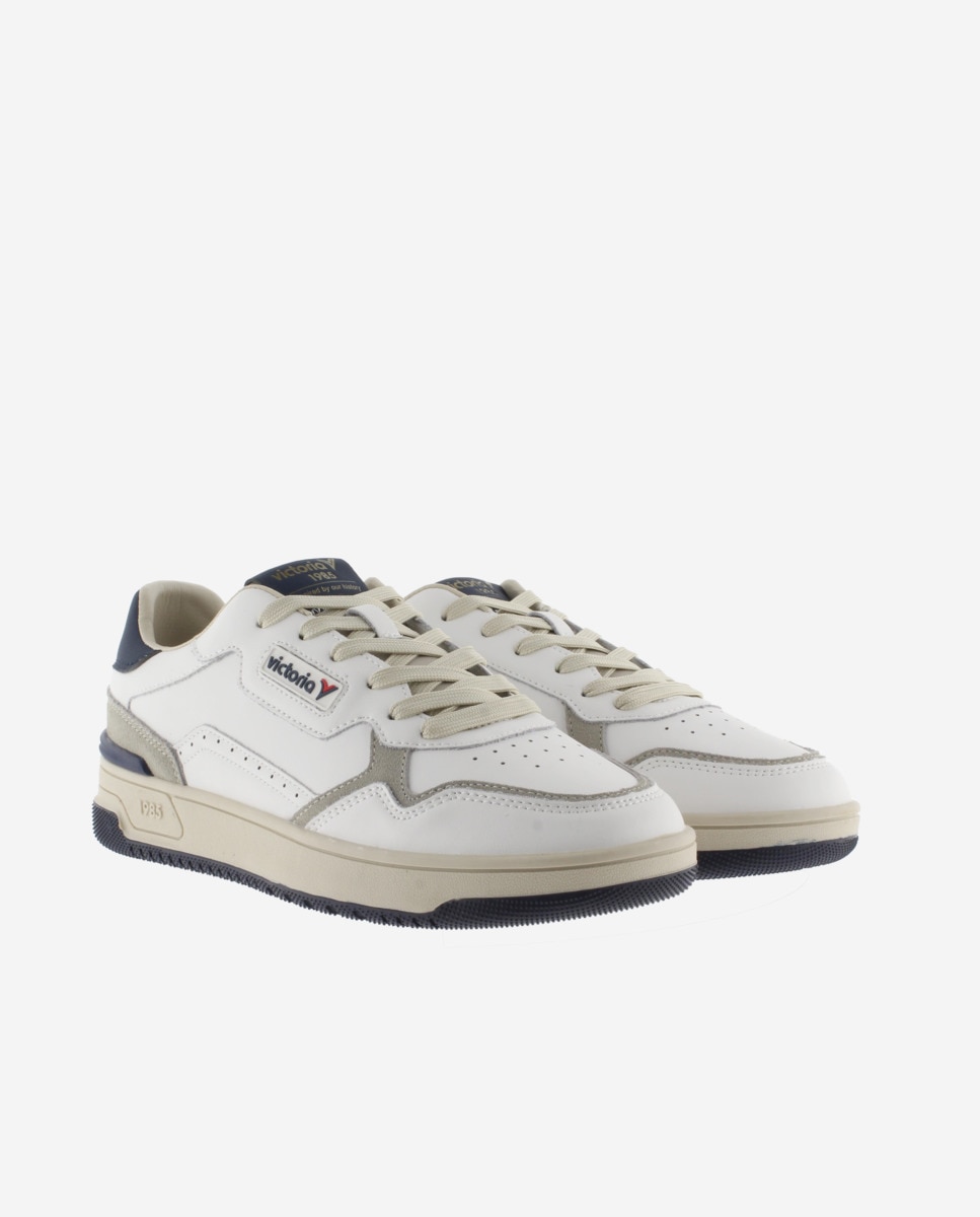 Zapatillas deportivas unisex de piel con piezas de color y serraje - Victoria - Azul marino Azul marino-5