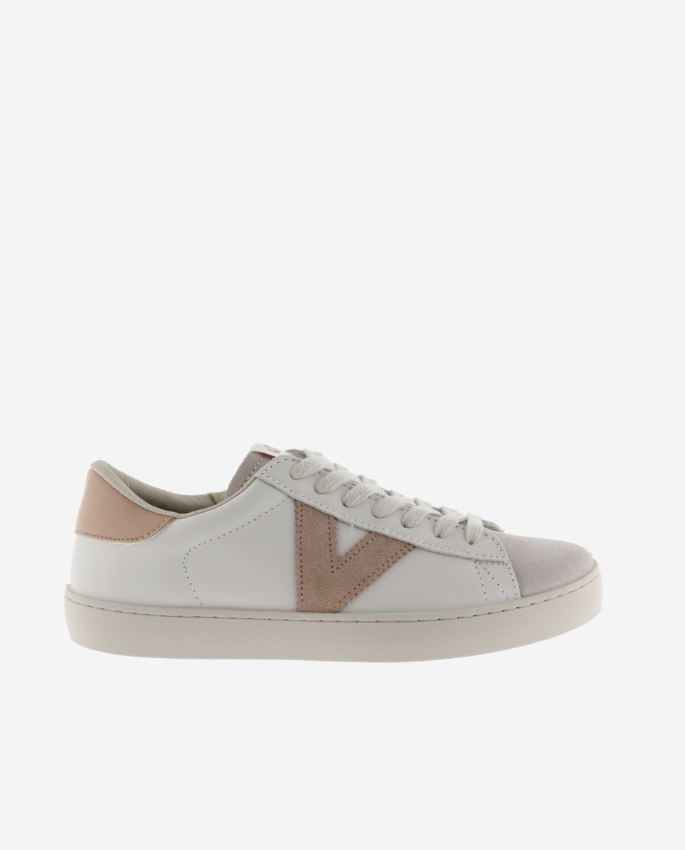 Victoria - Zapatillas deportivas unisex de piel con piezas de color y puntera de serraje.