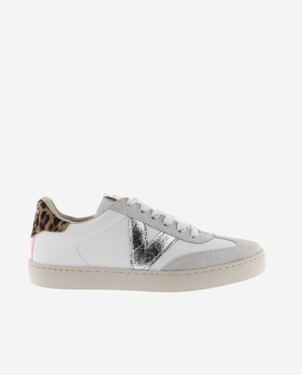 Victoria - Zapatillas deportivas de mujer con piezas de serraje craquelado y trasera animal print.