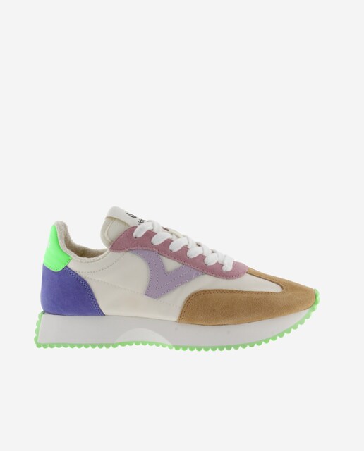 Imagen 0 de Zapatillas deportivas de mujer de nylon con piezas multicolor de serraje y suela en sierra