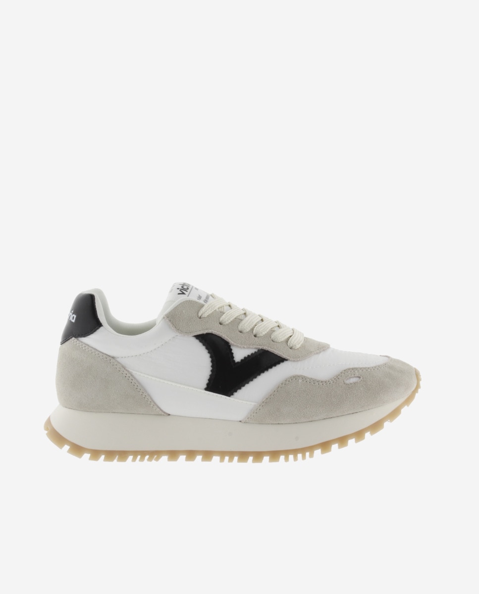 Victoria - Zapatillas deportivas de mujer de nylon con piezas de color y serraje en contraste y suela dentada.