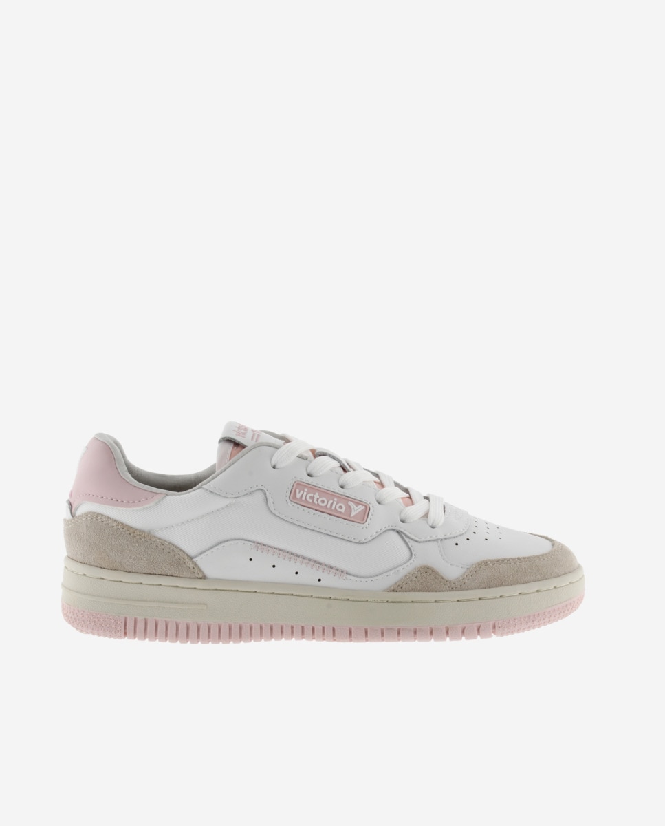 Zapatillas deportivas unisex de piel color rosa y logotipo retro