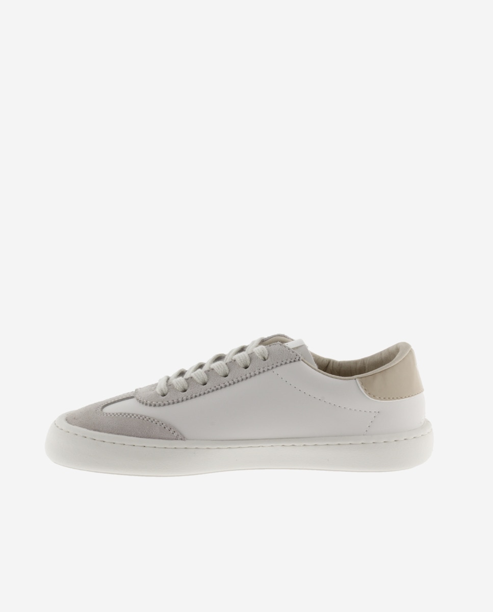 Zapatillas bajas de mujer barefoot con piezas de color y serraje en contraste - Victoria - Blanco hielo Blanco hielo-2