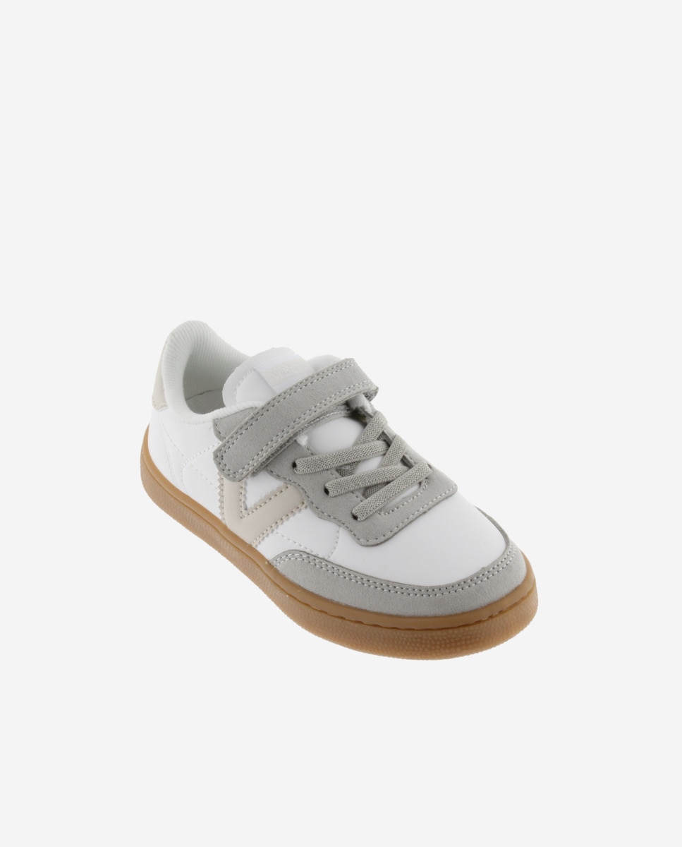 Zapatillas deportivas de niños con piezas de color y suela caramelo - Victoria - Blanco hielo Blanco hielo-2