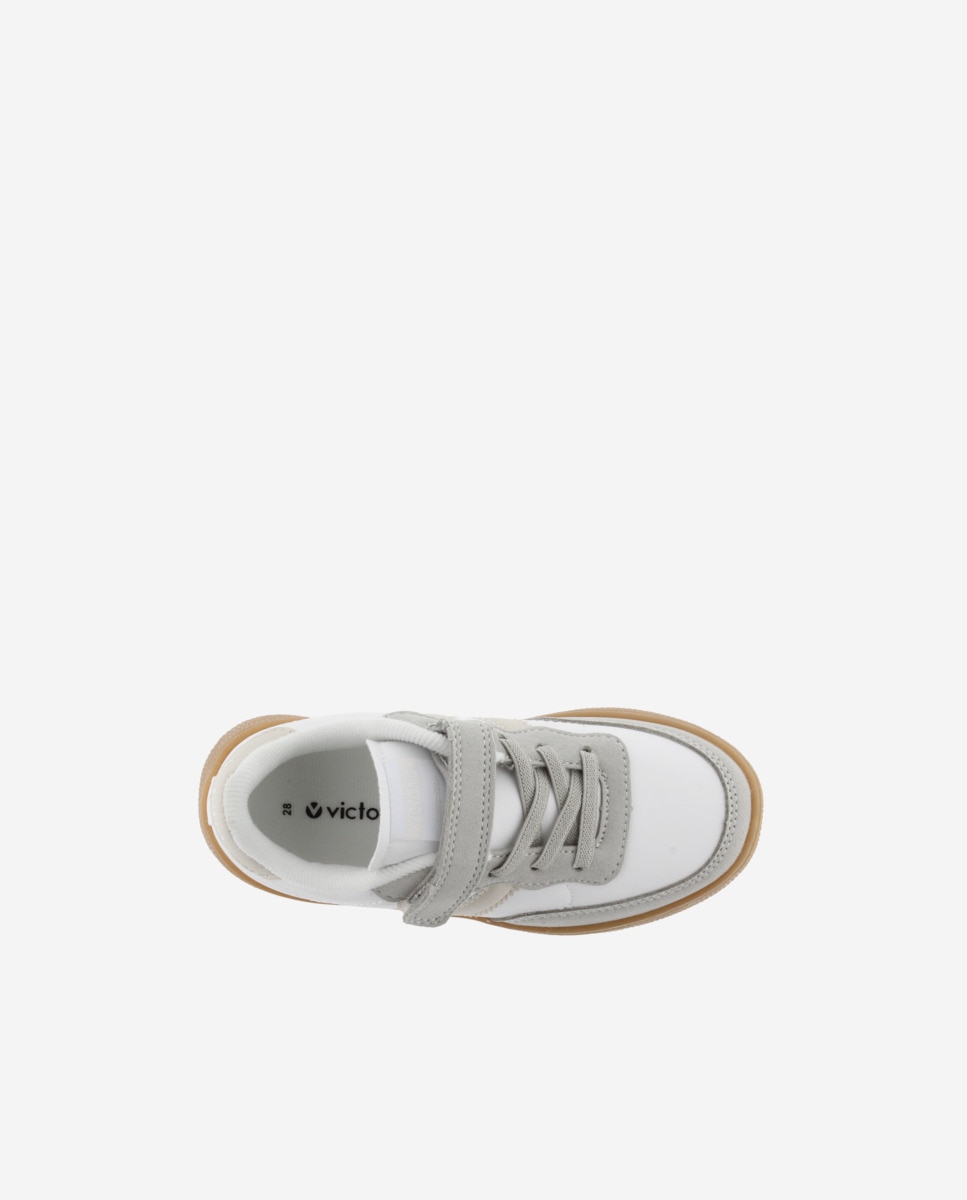 Zapatillas deportivas de niños con piezas de color y suela caramelo - Victoria - Blanco hielo Blanco hielo-4