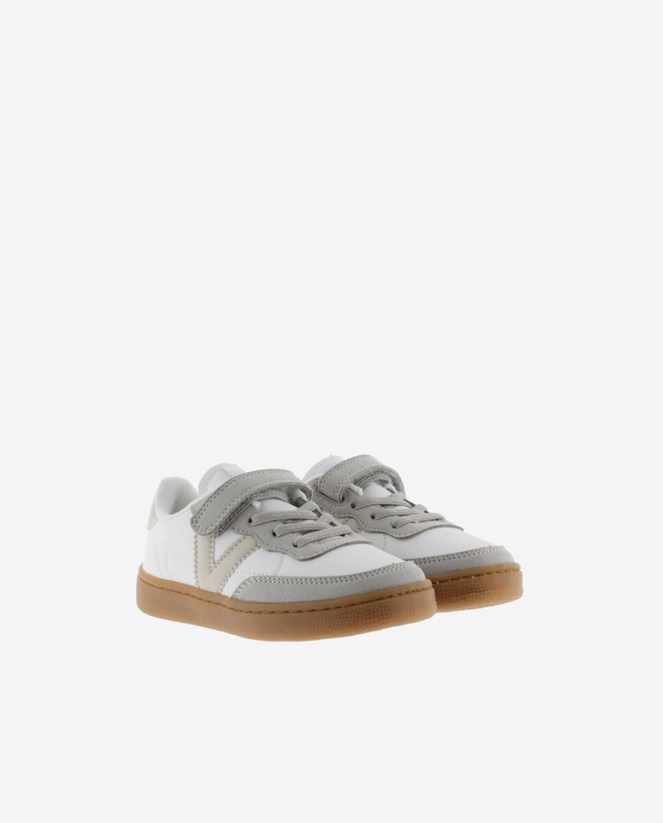 Zapatillas deportivas de niños con piezas de color y suela caramelo - Victoria - Blanco hielo Blanco hielo-5