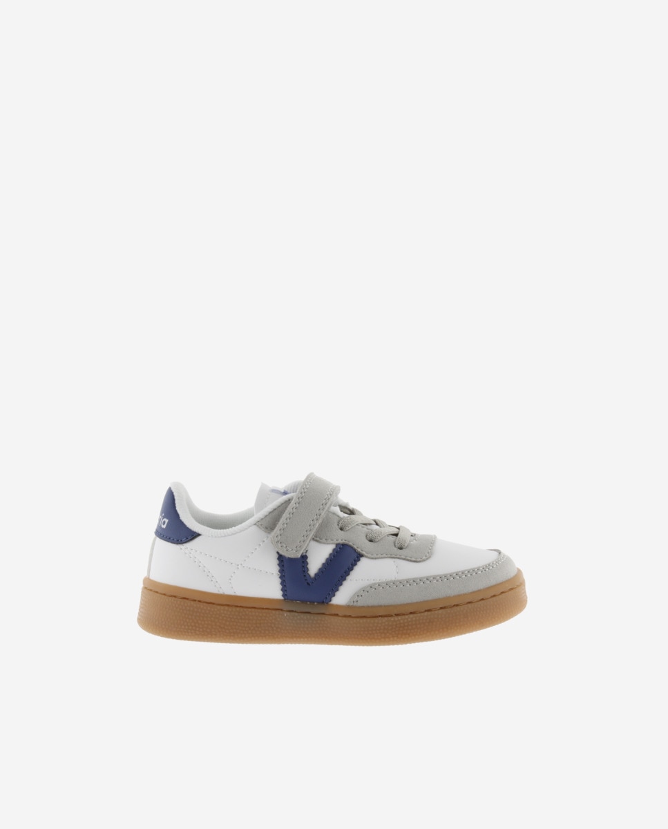 Zapatillas deportivas de niños con piezas de color y suela caramelo - Victoria - Azul marino Azul marino-1